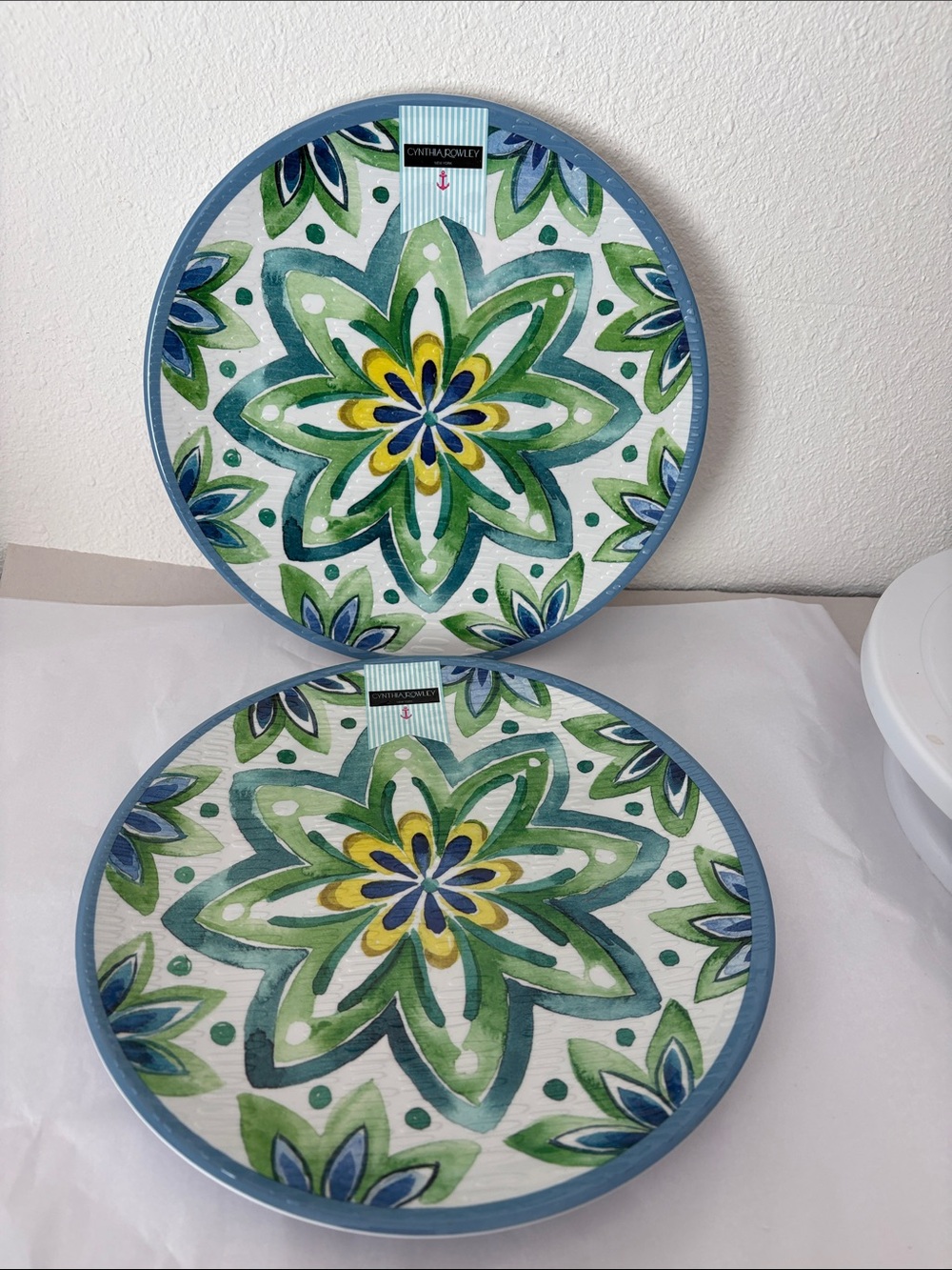 Cynthia Rowley Blue, Green & Yellow Floral plates